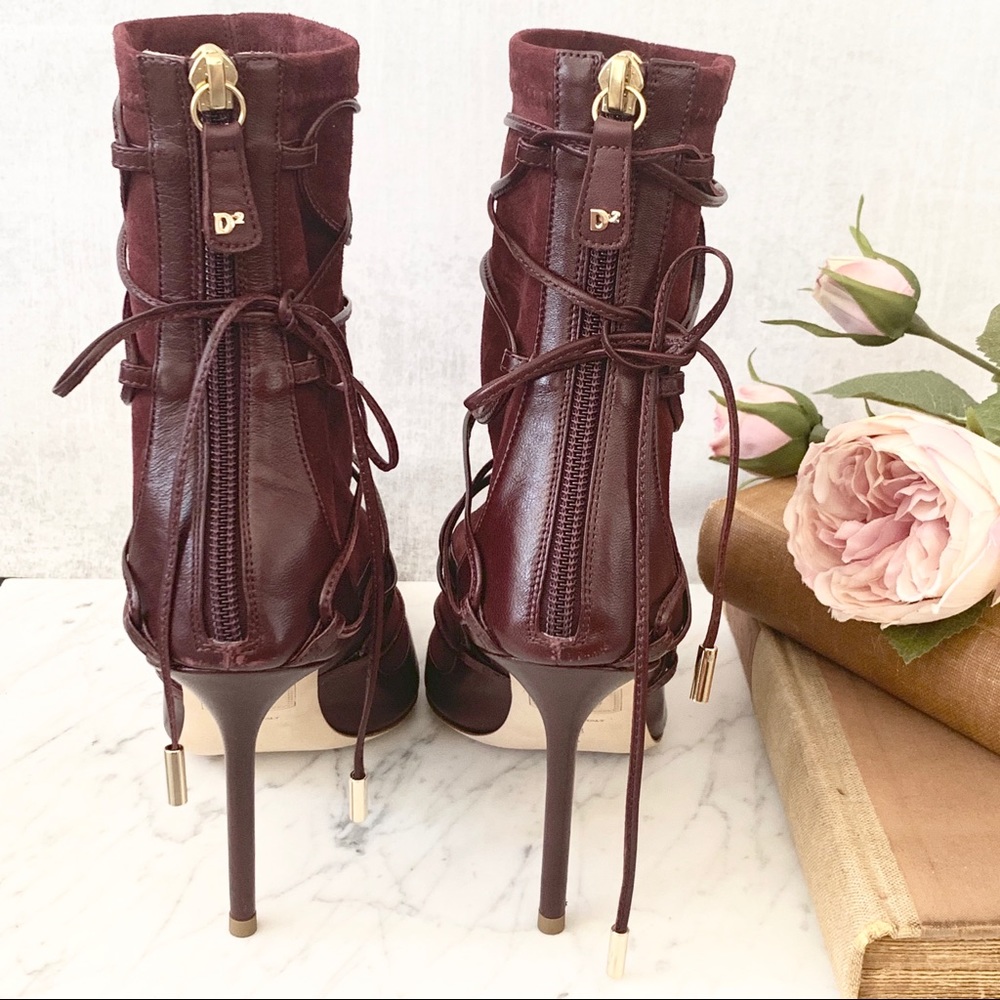 🎉HP🎉 Dsquared2 Bordeaux Nappa Stretch Ankle Boot - Picture 4 of 8